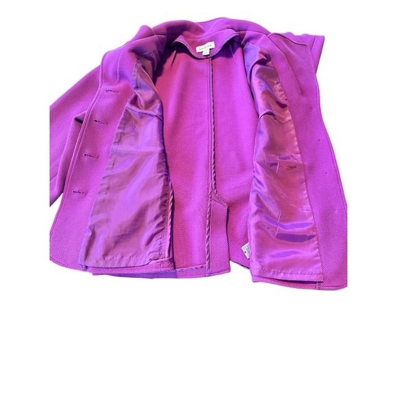 Joan Rivers Fuchsia Pink Purple Knit Blazer Jacket Gold Buttons L Pockets Career - Picture 10 of 11